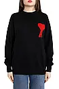 AMI Paris Ami De Coeur Oversize Sweater Black Red Heart S, фото 2