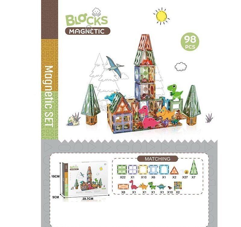 Магнітний конструктор Парк динозаврів на 98 деталей, фото 1