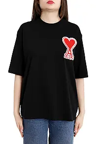 AMI Paris Exclusive Ami De Coeur T-Shirt Black Red Heart M
