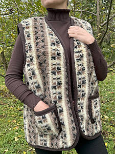 Жилет (жилетка, безрукавка) з натуральної овчини з візерунком (48-58 р.)