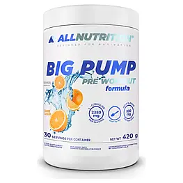 Предтренировочний комплекс для витривалості і пампа м'язів Allnutrition Big Pump з апельсиновим смаком 420 г