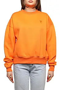 AMI Paris Oversized Cotton Fleece Sweatshirt Orange S