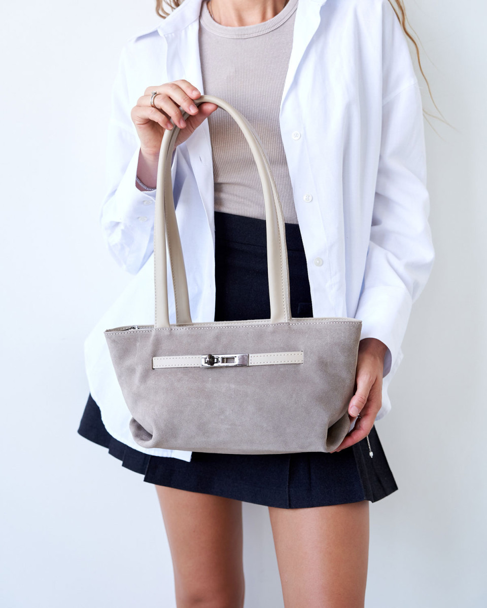 Жіноча сумка «Карен» зі встакою з натуральної замші бежева 5114804