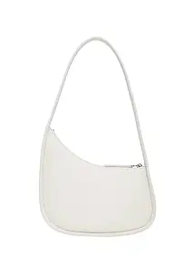 The Row Half Moon Leather Shoulder Bag White