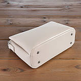 Класична сумка жіноча крос боді маленька через плече з екошкіри бежевий, фото 6