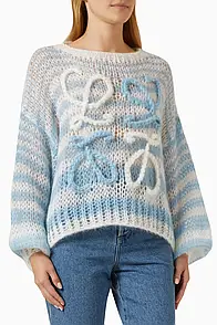 Loewe Anagram Sweater In Mohair White/Blue M