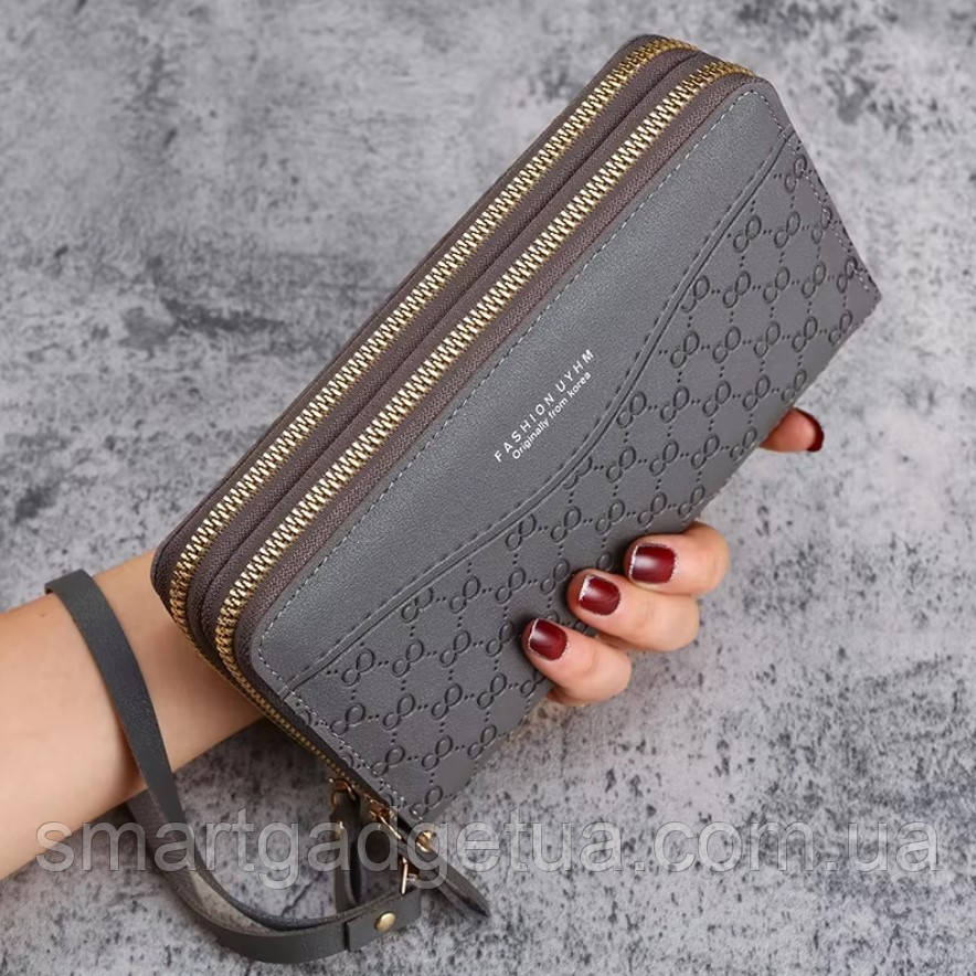 Стильний Жіночий місткий клатч із PU шкіри Червоний. Жіночий гаманець портмоне зі штучної шкіри, фото 1