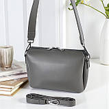 Класична жіноча сумка крос боді маленька через плече з екошкіри графіт, фото 3
