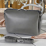 Класична жіноча сумка крос боді маленька через плече з екошкіри графіт, фото 4