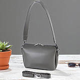Класична жіноча сумка крос боді маленька через плече з екошкіри графіт, фото 6
