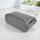 Класична жіноча сумка крос боді маленька через плече з екошкіри графіт, фото 7