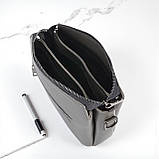 Класична жіноча сумка крос боді маленька через плече з екошкіри графіт, фото 5