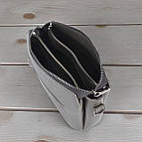 Класична жіноча сумка крос боді маленька через плече з екошкіри графіт, фото 8