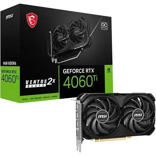 MSI GeForce RTX 4060 Ti VENTUS 2X BLACK 8G OC Відеокарта, фото 1