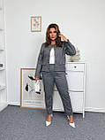 Жіночий елегантний діловий вовняний костюм Жакет з Брюками 42-44,46-48,50-52,54-56,58-60 шоколад, фото 8