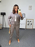Жіночий елегантний діловий вовняний костюм Жакет з Брюками 42-44,46-48,50-52,54-56,58-60 шоколад, фото 3