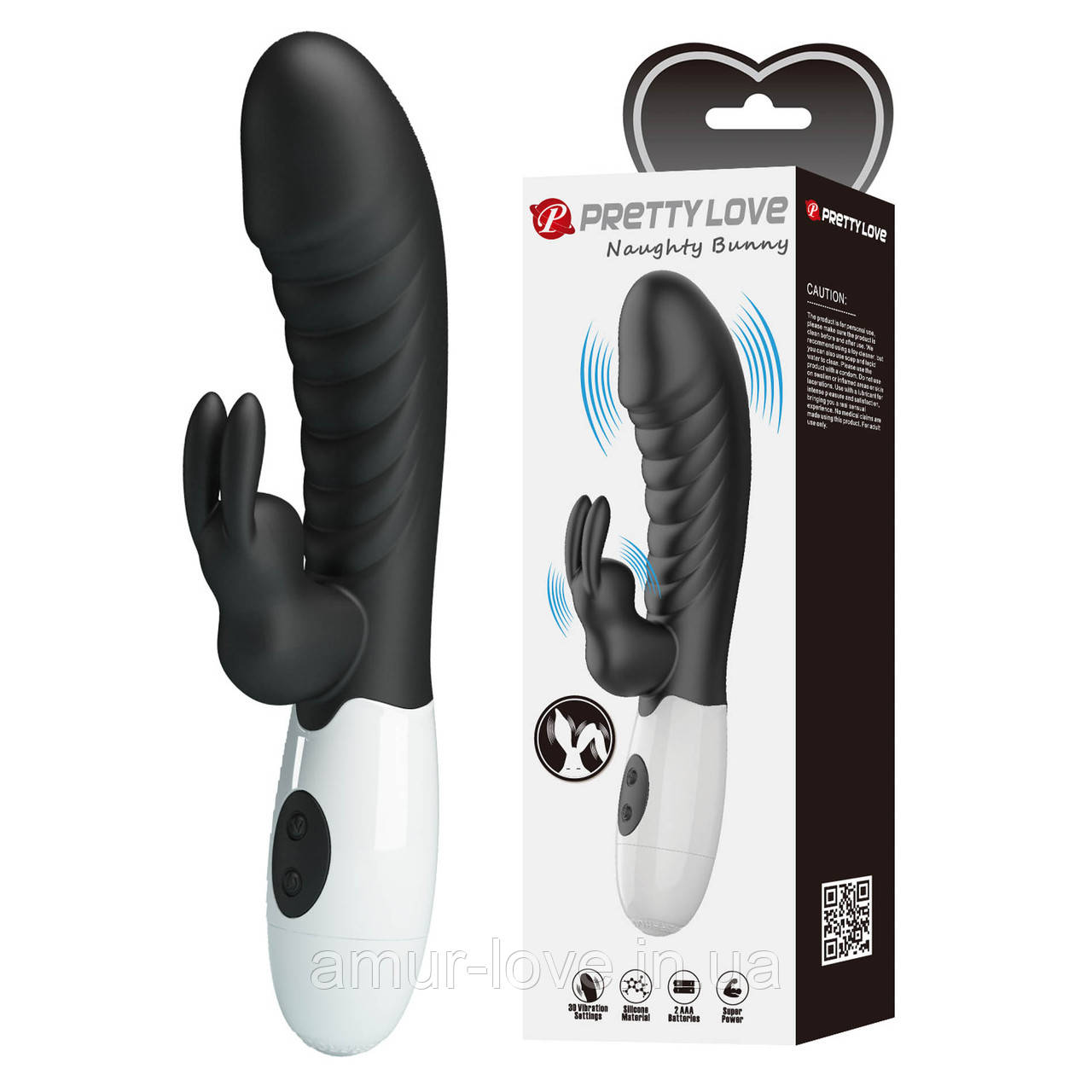Вібратор Pretty Love Naughty Bunny Vibrator Black, фото 1