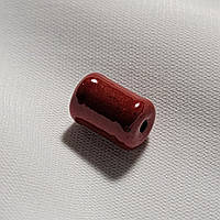 Керамічна намистина червона, 7мм*10мм. Косівська кераміка намистини ручної роботи.