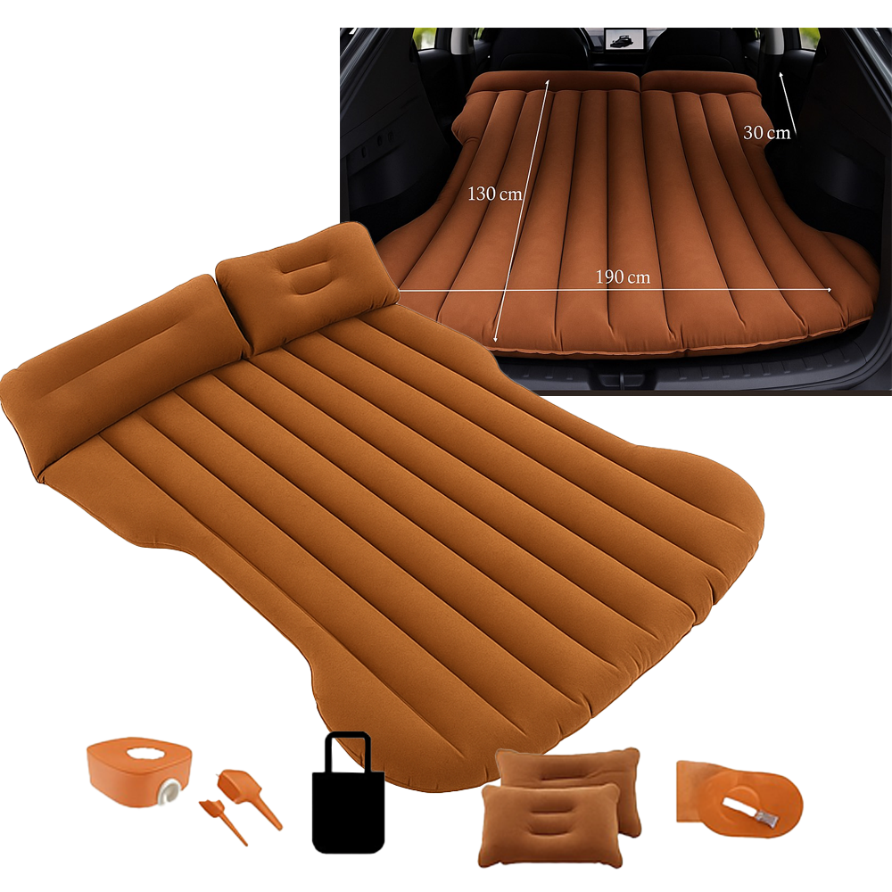 Самонадувний матрац для авто Icelus в багажник із акумуляторним насосом та акусесуарами коричневий, фото 1