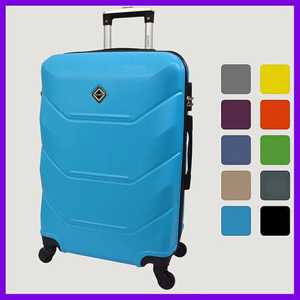 Валіза дорожня на колесах Bonro 2019 M середня голуба пластикова з висувною ручкою і кодовим замком, фото 1