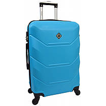 Валіза дорожня на колесах Bonro 2019 M середня голуба пластикова з висувною ручкою і кодовим замком, фото 3