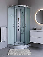 Гидромассажный бокс ko&po 126 80х80х210 см на низком поддоне душевая кабина с белыми задними стеклами