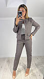 Жіночий теплий брючний вовняний костюм, Піджак з Брюками 42-44,46-48,50-52,54-56,58-60 графіт, фото 7