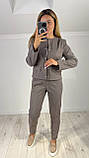 Жіночий теплий брючний вовняний костюм, Піджак з Брюками 42-44,46-48,50-52,54-56,58-60 графіт, фото 8