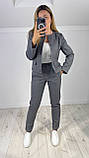 Жіночий теплий брючний вовняний костюм, Піджак з Брюками 42-44,46-48,50-52,54-56,58-60 графіт, фото 2