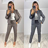 Жіночий теплий брючний вовняний костюм, Піджак з Брюками 42-44,46-48,50-52,54-56,58-60 графіт, фото 6
