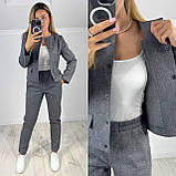 Жіночий теплий брючний вовняний костюм, Піджак з Брюками 42-44,46-48,50-52,54-56,58-60 графіт, фото 4
