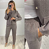 Жіночий теплий брючний вовняний костюм, Піджак з Брюками 42-44,46-48,50-52,54-56,58-60 графіт, фото 9