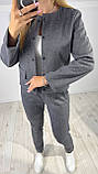 Жіночий теплий брючний вовняний костюм, Піджак з Брюками 42-44,46-48,50-52,54-56,58-60 графіт, фото 3