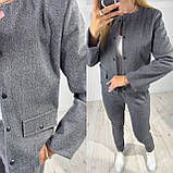 Жіночий теплий брючний вовняний костюм, Піджак з Брюками 42-44,46-48,50-52,54-56,58-60 графіт, фото 5