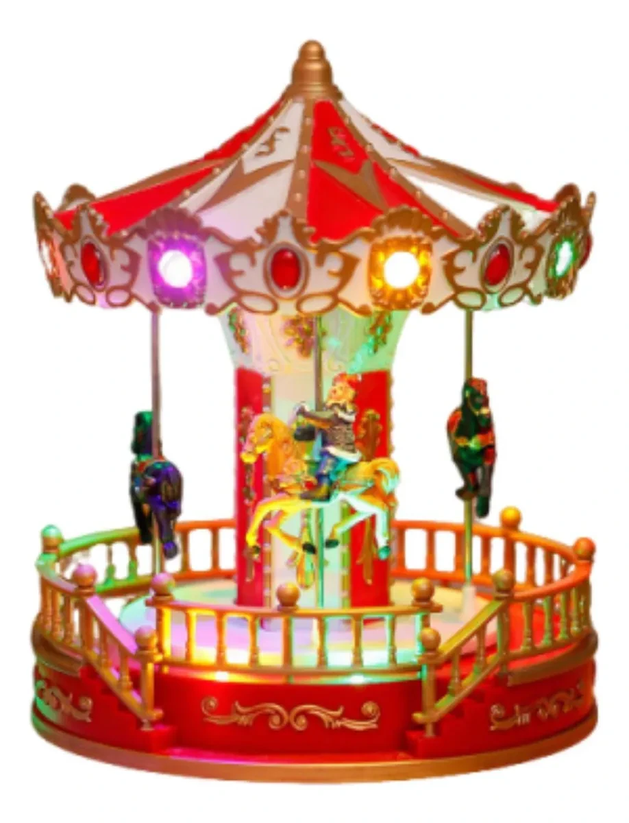 Новорічна різдвяна музична обертова карусель з підсвічуванням USB+батарейки N0339, фото 1