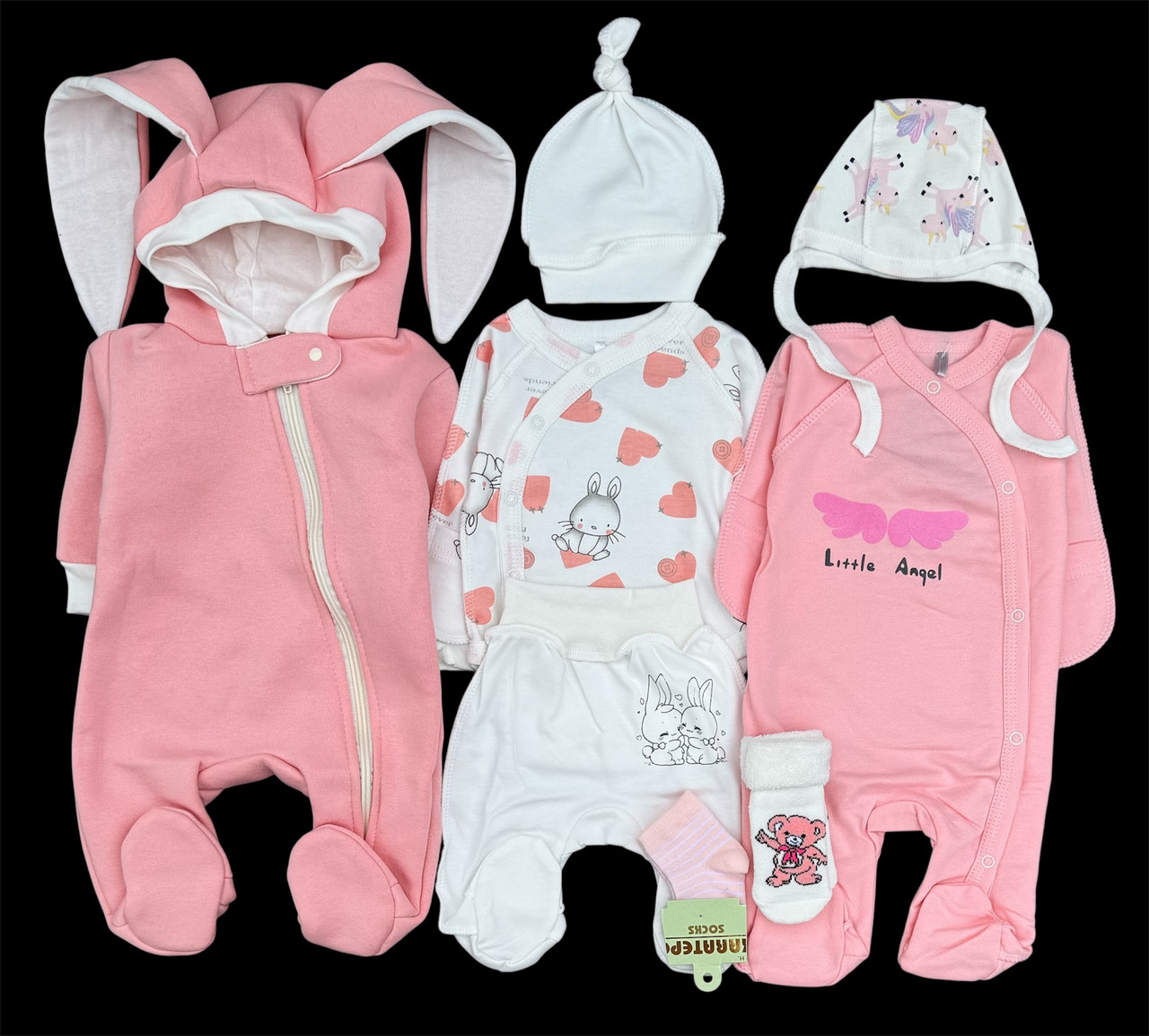 Красивый набор одежды для девочек, качественная одежда для младенцев, подарок в роддом, осень, размер 56 см, хлопок - фото 1 - id-p2376952544
