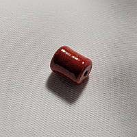 Керамічна намистина червона, 6мм*8м. Косівська кераміка намистини ручної роботи.