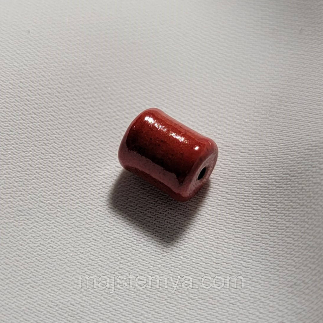 Керамічна намистина червона, 6мм*8м. Косівська кераміка намистини ручної роботи., фото 1