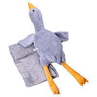 М'яка іграшка-подушка з пледом всередині Гусь-обнімусь 89 (см) Сірий Colorful Home 520-1G