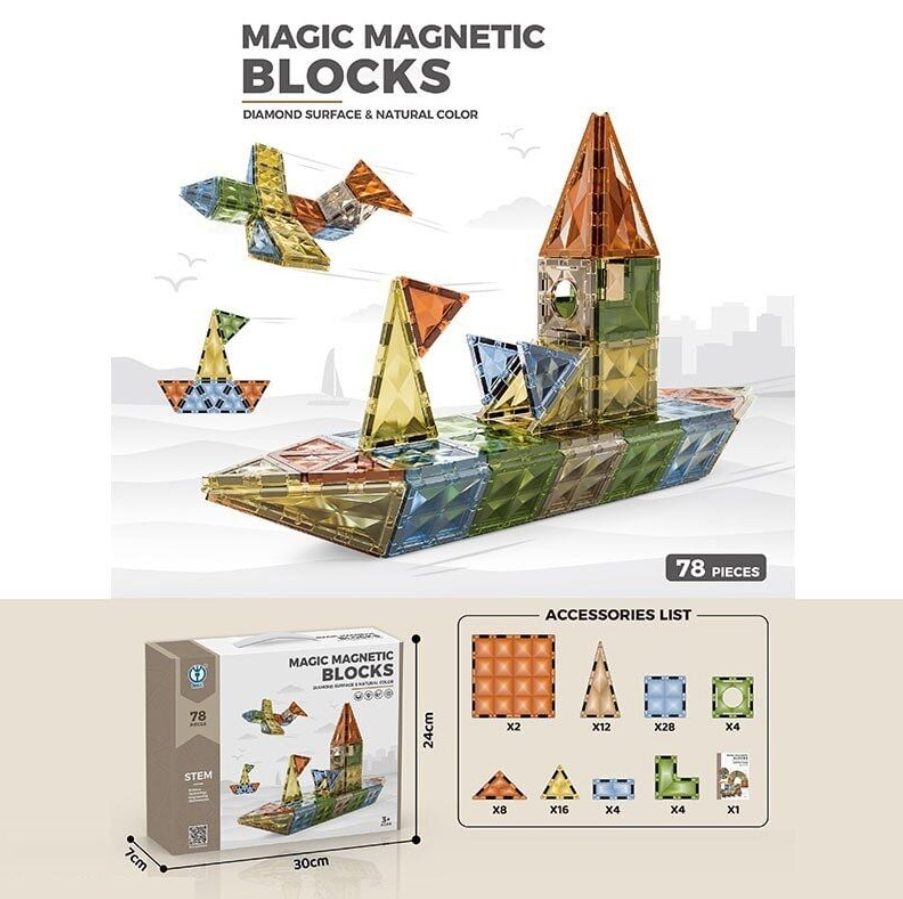Магнітний конструктор Diamonds на 78 деталей, фото 1