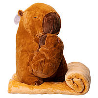 М'яка іграшка-плед, подушка 3 в 1 Капібара Коричневий Colorful Home 509-4B