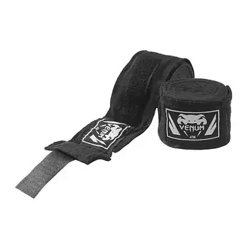 Бинти боксерські 4 метри Venum VN-8464 (нейлон, поліестер) з петлею для великого пальця Чорний