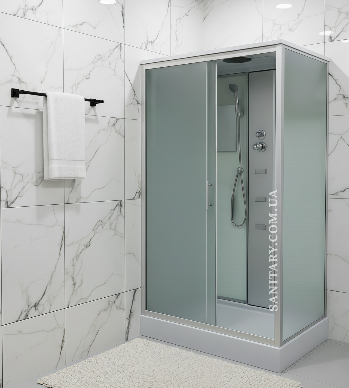 Гідромасажний бокс 715 120x80 см прямокутний закрита душова кабіна розсувні двері з низьким піддоном, фото 1