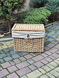 Корзина ящик з лози з текстилем . Арт: 8327, фото 6