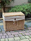 Корзина ящик з лози з текстилем . Арт: 8327, фото 3