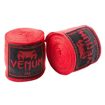 Бинти боксерські 4 метри Venum VN-8464 (нейлон, поліестер) з петлею для великого пальця Червоний