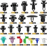 Набір автомобільних кліпс пуклі пістонів 725 шт + знімники ущільнювачі стяжки в боксі, 23 типи, фото 3