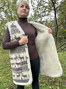 Жилет подовжений (жилетка, безрукавка) з натуральної овчини з візерунком (48-58 р.)