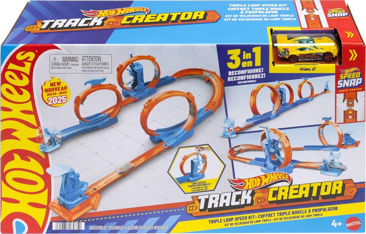 Трек Hot Wheels Track Creator Потрійна петля Triple Loop Pack JDW39 ігровий набір з машинкою та елементами для швидкісних гонок