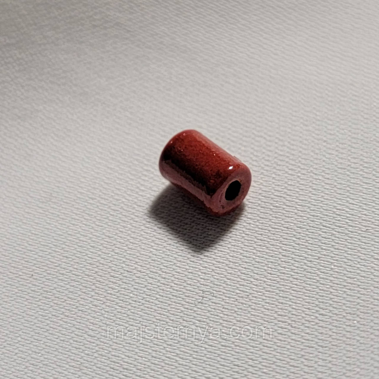 Керамічна намистина червона, 4мм*6мм. Косівська кераміка намистини ручної роботи.